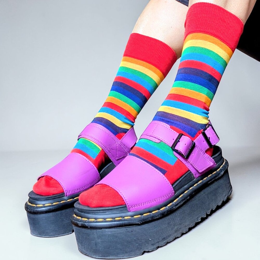 Dr. Martens Voss leather strap platform creeper sandals in purple W's 6UK 8US 39